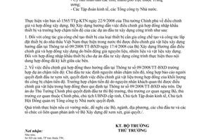 Công văn  2057/BXD-KTXD Điều chỉnh giá và hợp đồng xây dựng