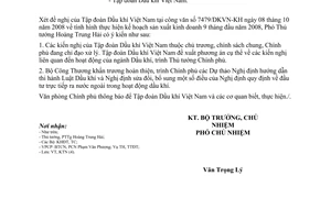 Công văn  6933/VPCP-KTN Tình hình thực hiện kế hoạch sản xuất kinh doanh 9 tháng đầu năm 2008