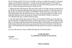 Công văn  226/BXD- KTXD Hướng dẫn áp dụng các Thông tư của Bộ Xây dựng