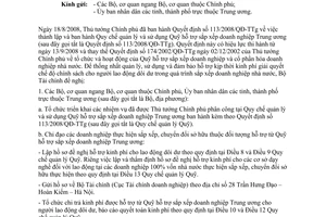 Công văn 12348/BTC-TCDN giải quyết hỗ trợ lao động dôi dư của các doanh nghiệp nhà nước thực hiện sắp xếp, chuyển đổi sở hữu