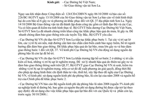 Công văn  7722/BGTVT-PCLB-TKCN Khắc phục hậu quả do bão số 6 gây ra đối với QL 37