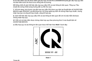 Công văn  1520/TĐC-ĐGPH Hướng dẫn cách thể hiện dấu hợp quy trên mũ bảo hiểm