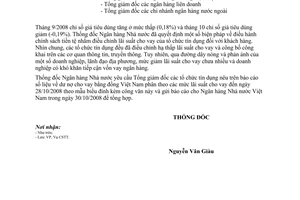 Công văn  9596/NHNN-CSTT báo cáo dư nợ cho vay theo lãi suất cho vay