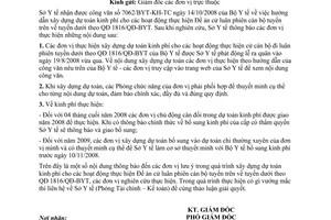 Công văn  6190/SYT-TCKT thông báo xây dựng dự toán kinh phí hoạt động thực hiện Đề án cử luân phiên cán bộ tuyến trên  tuyến dưới theo QĐ 1816/QĐ-BYT