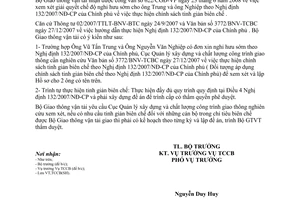 Công văn 7999/BGTVT-TCCB Thực hiện chính sách tinh giản biên chế theo NĐ 132/2007