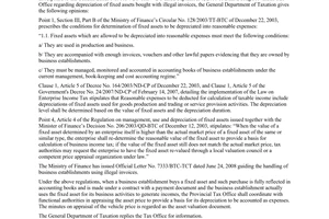 Official Dispatch No. 3708/TCT-CS, on Depreciation of fixed assets bought