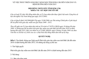Nghị quyết 23/2008/NQ-HĐND Phát triển giáo dục mầm non 2010 2015 Đăk Lăk