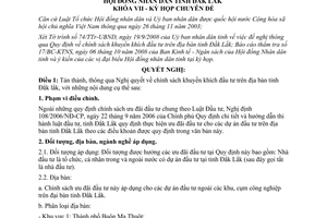 Nghị quyết 17/2008/NQ-HĐND chính sách khuyến khích đầu tư