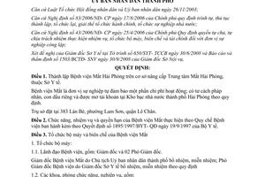 Quyết định 1667/QĐ-UBND năm 2008 thành lập Bệnh viện Mắt Hải Phòng