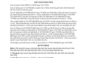 Quyết định 3635/QĐ-CT 2008 dự toán kinh phí phát triển du lịch Vĩnh Phúc 2020 2030