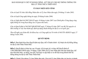 Quyết định 2320/2008/QĐ-UBND Quy chế hành chính kỹ thuật hệ thống thông tin địa lý Thừa Thiên Huế