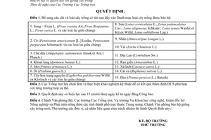 Quyết định 98/2008/QĐ-BNN bổ sung loài cây trồng vào danh mục loài cây trồng được bảo hộ và phân công đơn vị thực hiện khảo nghiệm Dus