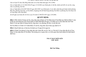 Quyết định 1832/2008/QĐ-UBND điều chỉnh số lượng cán bộ công chức xã Yên Bình Tam Điệp Ninh Bình