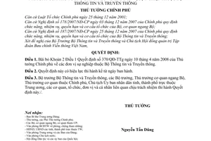 Quyết định 1467/QĐ-TTg bãi bỏ Khoản 2 Điều 1 Quyết định số 370/QĐ-TTg Thủ tướng Chính phủ về các đơn vị sự nghiệp thuộc Bộ Thông tin và Truyền thông