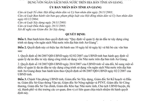 Quyết định 36/2008/QĐ-UBND Quy định quản lý dự án đầu tư xây dựng công trình sử dụng vốn ngân sách Nhà nước trên địa bàn tỉnh An Giang