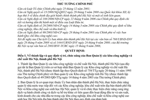 Quyết định 1463/QĐ-TTg thành lập ban quản lý các khu công nghiệp và chế xuất Hà Nội, thành phố Hà Nội