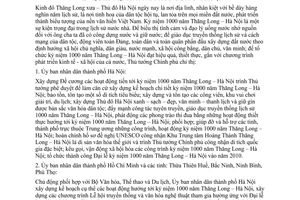 Chỉ thị 30/2008/CT-TTg kỷ niệm 1000 năm Thăng Long - Hà Nội