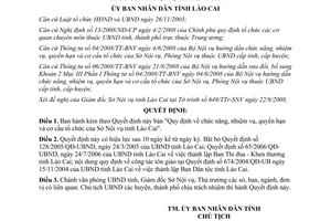 Quyết định số 48/2008/QĐ-UBND Chức năng nhiệm vụ Sở Nội vụ Lào Cai