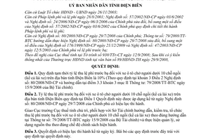 Quyết định 1449/QĐ-UBND quy định tạm thời tỷ lệ thu lệ phí trước bạ xe ô tô chở người dưới 10 chỗ ngồi (kể cả lái xe) trên địa bàn tỉnh Điện Biên