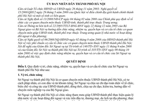 Quyết định 31/2008/QĐ-UBND quy định chức năng, nhiệm vụ, quyền hạn và cơ cấu tổ chức của Sở ngoại vụ thành phố Hà Nội