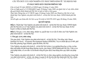 Quyết định 30/2008/QĐ-UBND thành lập và quy định chức năng, nhiệm vụ, quyền hạn, cơ cấu tổ chức của viện nghiên cứu phát triển kinh tế - xã hội Hà Nội