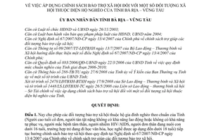 Quyết định 65/2008/QĐ-UBND áp dụng chính sách bảo trợ xã hội