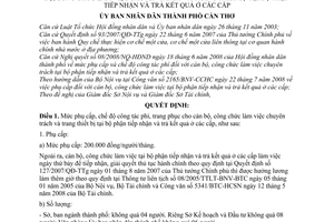 Quyết định 92/2008/QĐ-UBND mức phụ cấp hàng tháng, chế độ công tác phí