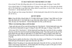 Quyết định 2563/QĐ-UBND năm 2008 sửa đổi Quyết định 1735/QĐ-UBND Cần Thơ