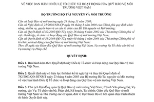 Quyết định 2031/QĐ-BTNMT Điều lệ tổ chức  hoạt động Quỹ Bảo vệ môi trường Việt Nam