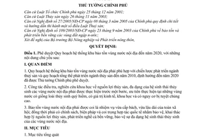 Quyết định 1479/QĐ-TTg phê duyệt quy hoạch hệ thống khu bảo tồn vùng nước nội địa đến năm 2020