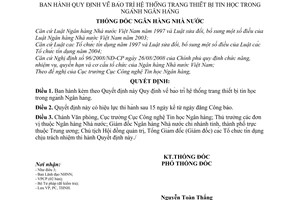 Quyết định 29/2008/QĐ-NHNN quy định về bảo trì hệ thống trang thiết bị tin học trong ngành ngân hàng do Ngân hàng Nhà nước Việt Nam