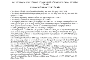 Quyết định 23/2008/QĐ-UBND hoạt động kinh tế đối ngoại