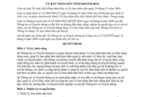 Quyết định 2544/QĐ-UBND chức năng, nhiệm vụ, quyền hạn và cơ cấu tổ chức