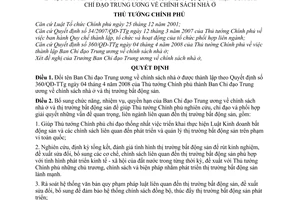 Quyết định 1499/QĐ-TTg đổi tên và bổ sung chức năng, nhiệm vụ, quyền hạn của Ban chỉ đạo trung ương về chính sách nhà ở