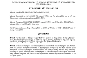 Quyết định 50/2008/QĐ-UBND quy định quản lý sử dụng sổ theo dõi hộ nghèo tỉnh Lào Cai