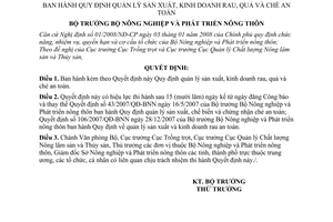 Quyết định 99/2008/QĐ-BNN quy định quản lý sản xuất, kinh doanh rau, quả và chè an toàn