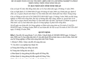 Quyết định 281/QĐ-UBND năm 2008 sửa đổi Quyết định 240/QĐ-UBND Ninh Thuận