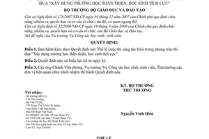 Quyết định 6960/QĐ-BGDĐT Thể lệ cuộc thi sáng tác biểu trưng phong trào thi đua “Xây dựng trường học thân thiện, học sinh tích cực“