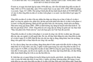 Chỉ thị 27/CT-TW 2008 thực hiện thắng lợi tổng điều tra dân số nhà ở 2009