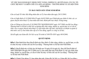 Quyết định 1892/2008/QĐ-UBND nhiệm vụ quyền hạn cơ cấu tổ chức Sở Lao động Thương binh Ninh Bình