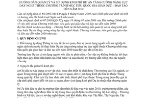 Thông tư liên tịch 90/2008/TTLT-BTC-BLĐTBXH hướng dẫn quản lý và sử dụng kinh phí dự án tăng cường năng lực dạy nghề thuộc chương trình GDĐT đến 2010