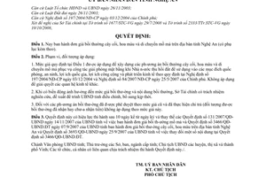 Quyết định 68/2008/QĐ-UBND đơn giá bồi thường cây cối, hoa màu di chuyển mồ mả trên địa bàn tỉnh Nghệ An