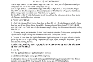 Thông tư liên tịch 92/2008/TTLT-BTC-BTP  hướng dẫn về mức thu, chế độ thu, nộp, quản lý và sử dụng lệ phí cấp bản sao, lệ phí chứng thực