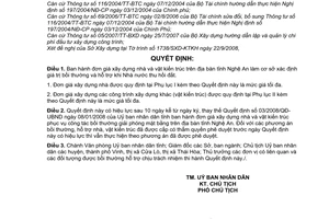 Quyết định 69/2008/QĐ-UBND đơn giá xây dựng nhà và vật kiến trúc phục vụ công tác bồi thường, hỗ trợ tái định cư khi nhà nước thu hồi đất tỉnh Nghệ An