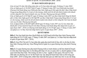 Quyết định 02/2008/QĐ-UBND Kế hoạch triển khai Chương trình hành động hội nhập kinh tế quốc tế (giai đoạn 2008 - 2010)