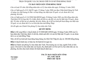 Quyết định 48/2008/QĐ-UBND bổ sung chính sách cán bộ Mặt trận Tổ quốc Đồng Tháp