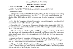 Báo cáo 1114/BC-BYT công tác y tế 10/2008