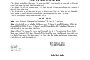 Quyết định 2316/QĐ-NHNN mức lãi suất cơ bản bằng đồng Việt Nam