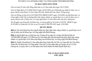 Quyết định 59/2008/QĐ-UBND nhiệm vụ quyền hạn cơ cấu tổ chức Sở Khoa học Công nghệ Bình Dương