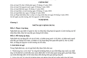 Nghị định 112/2008/NĐ-CP quản lý, bảo vệ, khai thác tổng hợp tài nguyên môi trường hồ chứa thủy điện, thủy lợi